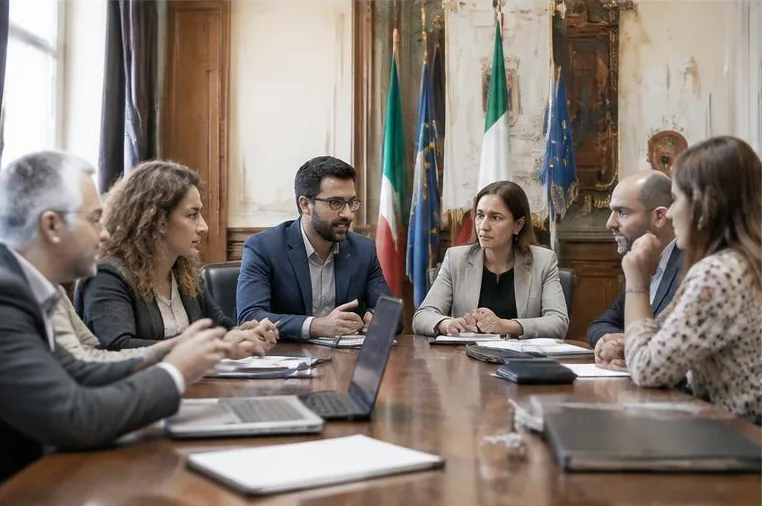 Riunione di lavoro in un Comune italiano
